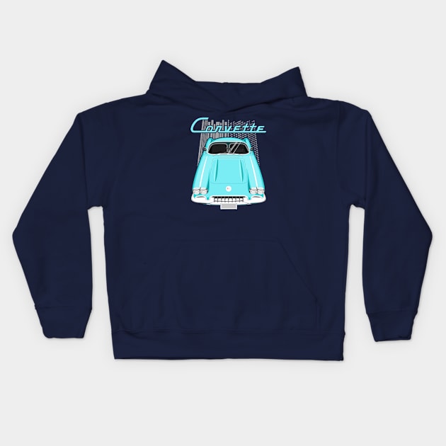 Corvette C1 1958-1960 - Turquoise Kids Hoodie by V8social